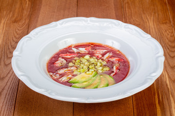 Gazpacho soup with crab