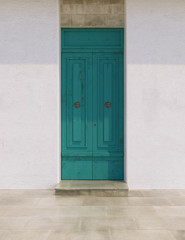 Doors in bright colors in the old house