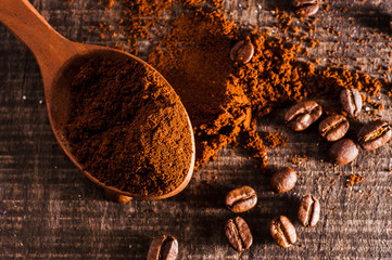 Background of ground coffee texture