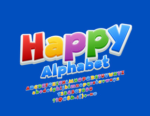 Vector colorful Bright Alphabet for Children. Funny 3D Font.