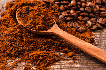 Background of ground coffee texture