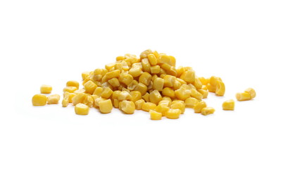Yellow cooked corn isolated on white background