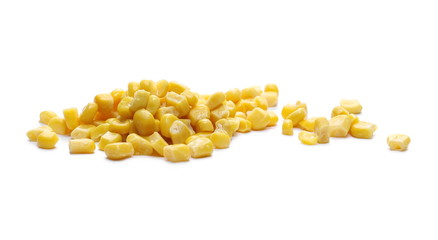 Yellow cooked corn isolated on white background