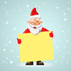 Santa Claus holding poster