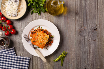 Cottage pie with beef and potatoes