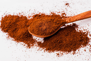 Aromatic coffee beans. ground