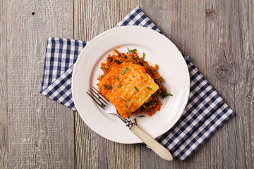 Cottage pie with beef and potatoes