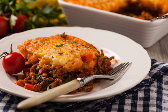 Cottage pie with beef and potatoes