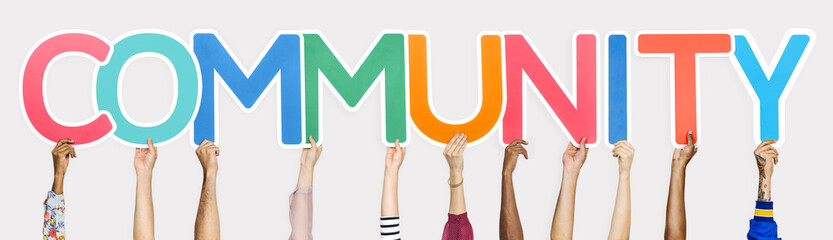 Colorful letters forming the word community