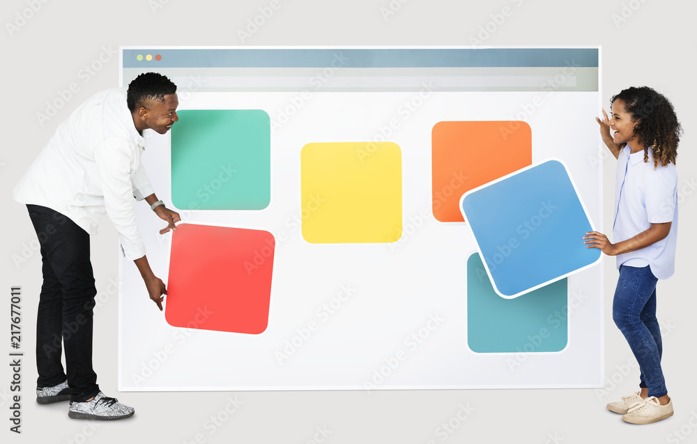 Poster people with web template icons