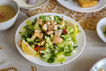 Fresh green salad on the table