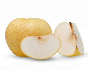 Pears - Asian Pears isolated on white background. Pears an ancient fruit and bearing yellow juicy fruit in spring is delicious fresh.