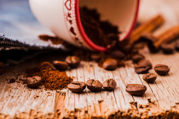 Aromatic coffee beans. Closeup