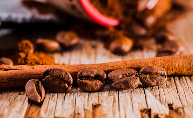 Aromatic coffee beans. Closeup