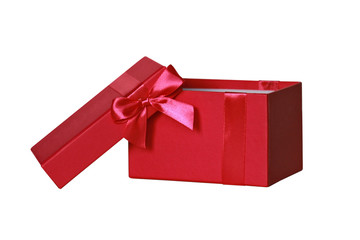 open red gift box on a white background