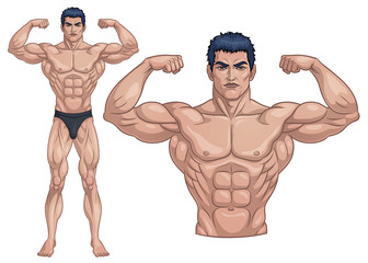 Male Bodybuilder Full Body_Vector Illustration EPS 10