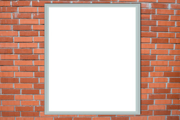 Modern Decorative brick wall texture. Photo Frame Mock Up. Empty space for text design and message 