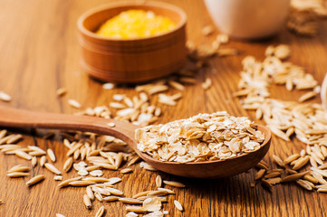 Dry oat flakes oatmeal