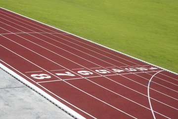 Running track in stadium.