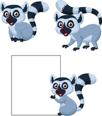 Cute lemur cartoon collection set
