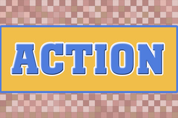 Action Logo sramp button on mosaic texture