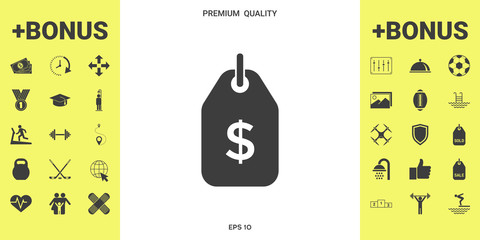 Tag with dollar symbol. Price tag icon for download