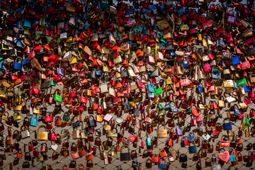 SALZBURG, AUSTRIA - JULY, 5, 2018: Love locks on the bridge