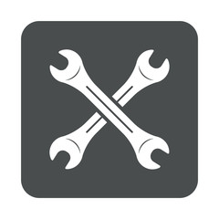 Icono plano llaves cruzadas en cuadrado gris