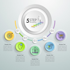 Business concept infographic template 5 steps, Can be used for workflow, layout, steps, number options, timeline or milestones project.