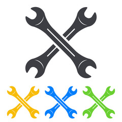 Icono plano llaves cruzadas en varios colores