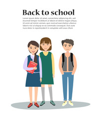 Vector illustration of a young school kids. Back to school template.