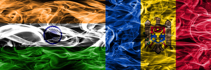 India vs Moldova smoke flags placed side by side