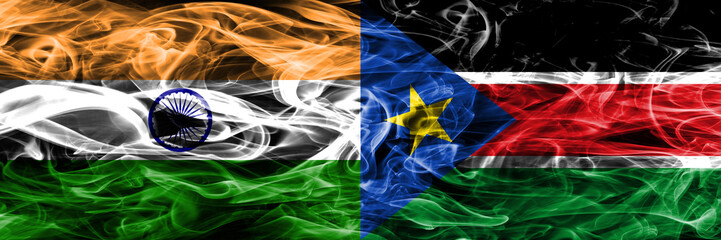 India vs South Sudan smoke flags placed side by side