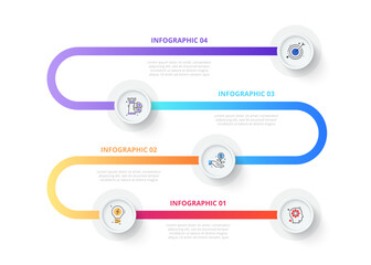 Vector gradient timeline with circles. Business process infographics with 5 steps. Abstract presentation template. Modern vector infochart layout design.