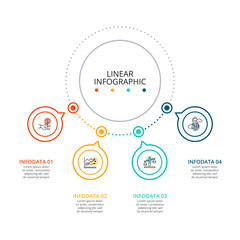 Thin line flat element for infographic. Template for diagram, graph, presentation and chart. Business concept with 4 options, parts, steps or processes. Data visualization.