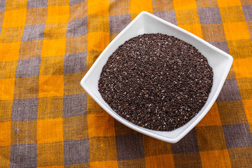 chia seeds on a light rustic background