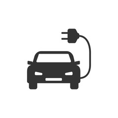 Electric auto icon. Flat design. Vector illustration.