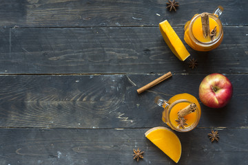 Hot pumpkin sangria with apple, cinnamon and star anise