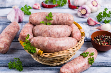 Thick meat sausages