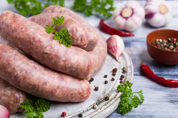 Thick meat sausages