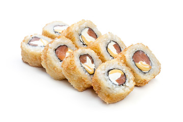 sushi roll isolated on white background.