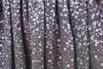 Close up photo of a sequined dress texture