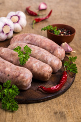 Thick meat sausages