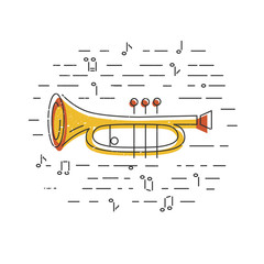 Cornet or horn icon isolated on background.