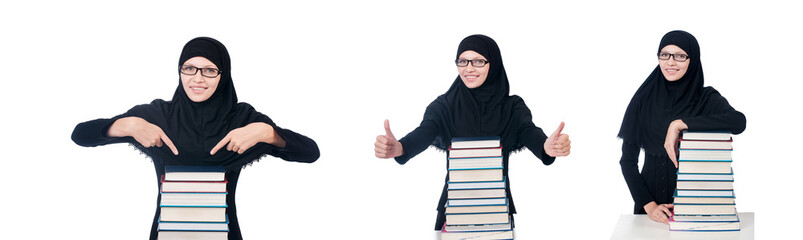 Young muslim female student with books