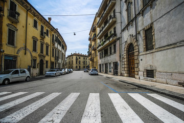 Obraz premium Verona, Italy - July, 15, 2018: street in a center of Verona, Italy