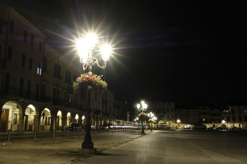 Padova, Italy - July, 17, 2018: center of Padova, Italy, at night