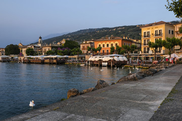 Fototapeta premium Landscape with the image of Garda lake bank, Italy
