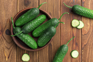 Cucumber on wooden background