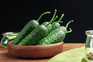 Cucumber on wooden background